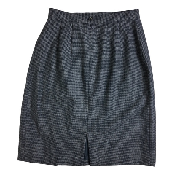 Amber Stone Pleated Houndstooth Wool Pencil Skirt - Picture 2 of 4